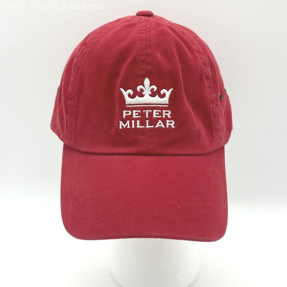 Peter Millar Men's Crimson Red Baseball Cap Hat Embroidered Crown Logo NWT OS